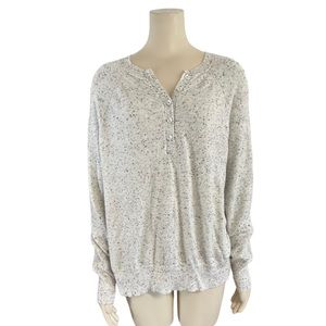 Peyton Primrose Confetti Henley Sweater Light Gray Womens Large‎